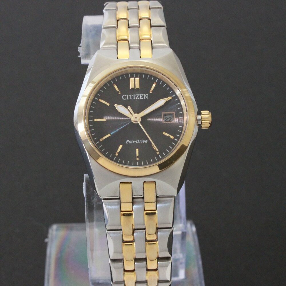 Citizen Eco Drive Ladies Corso Two Tone Black Dial 28mm - Picture 3 of 12